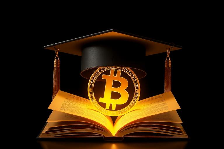 Graduation cap with Bitcoin symbol